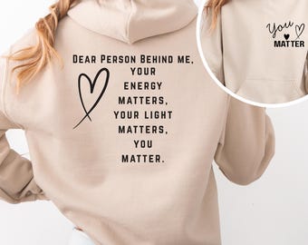 Felpa con cappuccio "Sei abbastanza", felpa con cappuccio "Cara persona dietro di me", felpa con cappuccio natalizia con citazione positiva, felpa con cappuccio unisex edificante come regalo
