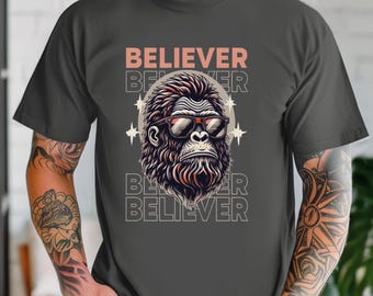 Bigfoot T-Shirt, Sasquatch Tee, Yeti Shirt Outdoor Adventure Clothing, Cryptid Apparel Gift For Her Monster Shirt Gift for Halloween