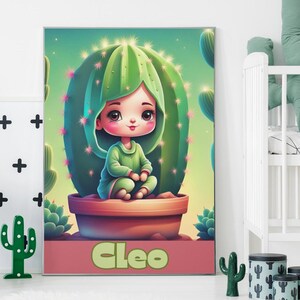Benutzerdefinierte niedlicher Kaktus Wand Kunst Poster für Kinder und Kleinkinder Kaktus Kinderzimmer Bild für Kinder Kinderzimmer Kunstdruck, Kleinkind Wanddekoration