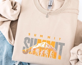 マウンテンクライマースウェットシャツ、アドベンチャーハイカークルーネックジャンパー、アウトドア愛好家へのギフト、自然愛好家向けアパレル、マウンテンクライミングセーター