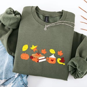 Besticktes gemütliches Herbst-Sweatshirt, Herbstpullover Pullover, Herbst-Sweatshirts, Sweatshirts für sie, Herbst-Sweatshirt, gemütliches Herbsthemd
