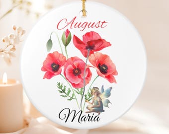 August Birth Flower Ornament, Ceramic Birthflower Decoration Gift for August Birthday