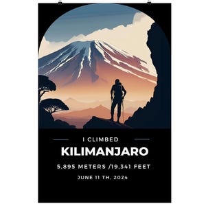 Custom  Mount Kilimanjaro Print, Personalized  Mt Kilimanjaro Wall Art Poster Gift for Climbers ,Mount Kilimanjaro Summit Tanzania