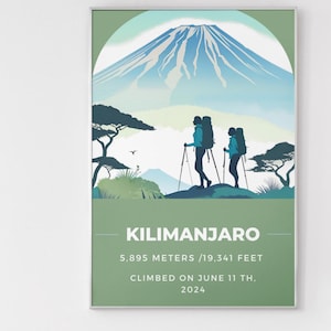 Custom Mount Kilimanjaro Print, Personalized  Mt Kilimanjaro Wall Art Poster Gift for Climbers, Mount Kilimanjaro Summit Tanzania