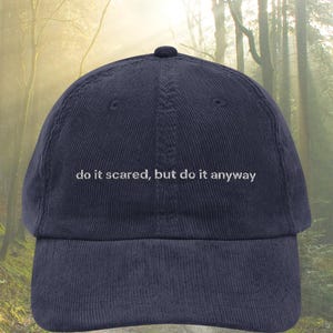 Embroidered Corduroy Hat - Minimalist Cap Vintage Corduroy Cap with Embroidery, Retro Hat, Gift for Her