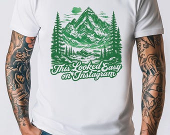 Retro wandelshirt, wandelcadeaus, Nature & Freedom graphic T-shirt, premium uniseks T-shirt met ronde hals, cadeau voor wandelaars Cadeau natuurliefhebber