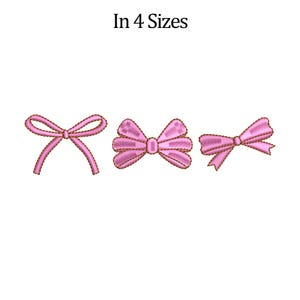Pink Bow Embroidery Design, Embroidery, Bow Machine Embroidery Files, 4 Sizes Bow File, Instant Download