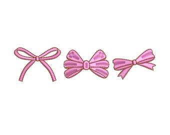 Pink Bow Machine Embroidery Design: 4 Sizes (Instant Download)