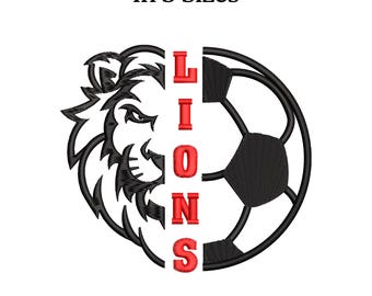 Lion Soccer Ball Embroidery Design: Sport Embroidery (5 Sizes)