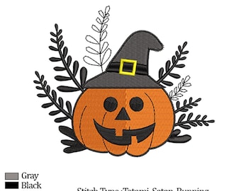 Happy Halloween embroidery design, Pumpkin Embroidery, 3 sizes,