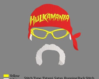 Hulk Hogan Embroidery File – 5 Sizes WWE Wrestling Legend Design Digital Download