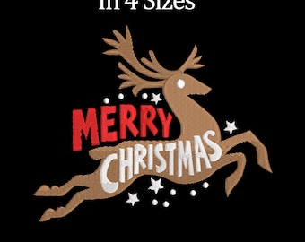 Deer Christmas Embroidery Design, 4 sizes, Instant Download