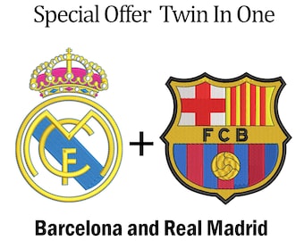 Twin in One Barcelona & Real Madrid Embroidery Design In 5 Sizes - Instant Download