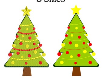 Christmas Trees Embroidery Machine Design, Christmas Lights, 3 sizes