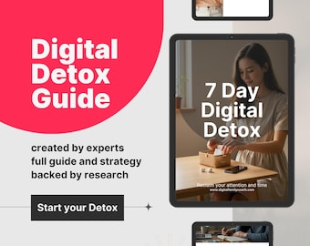 Digital Detox Guide | Printable Workbook | Screen Time Reset | Phone Addiction | Mindfulness Journal | Technology Detox Plan | Self Care PDF