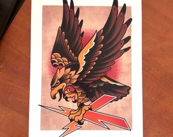 Eagle Tattoo Art Print: Victory Illustration