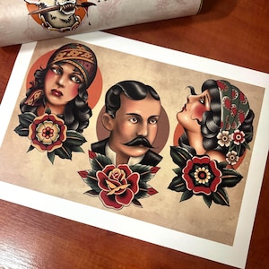 Traditional Tattoo Portrait Print Set