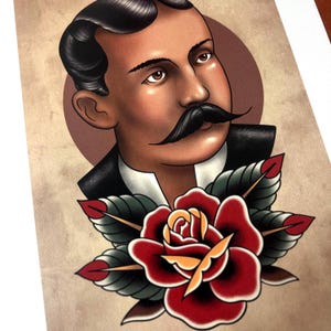 Vintage Gentleman Tattoo Flash Art Print : déco salon de coiffure