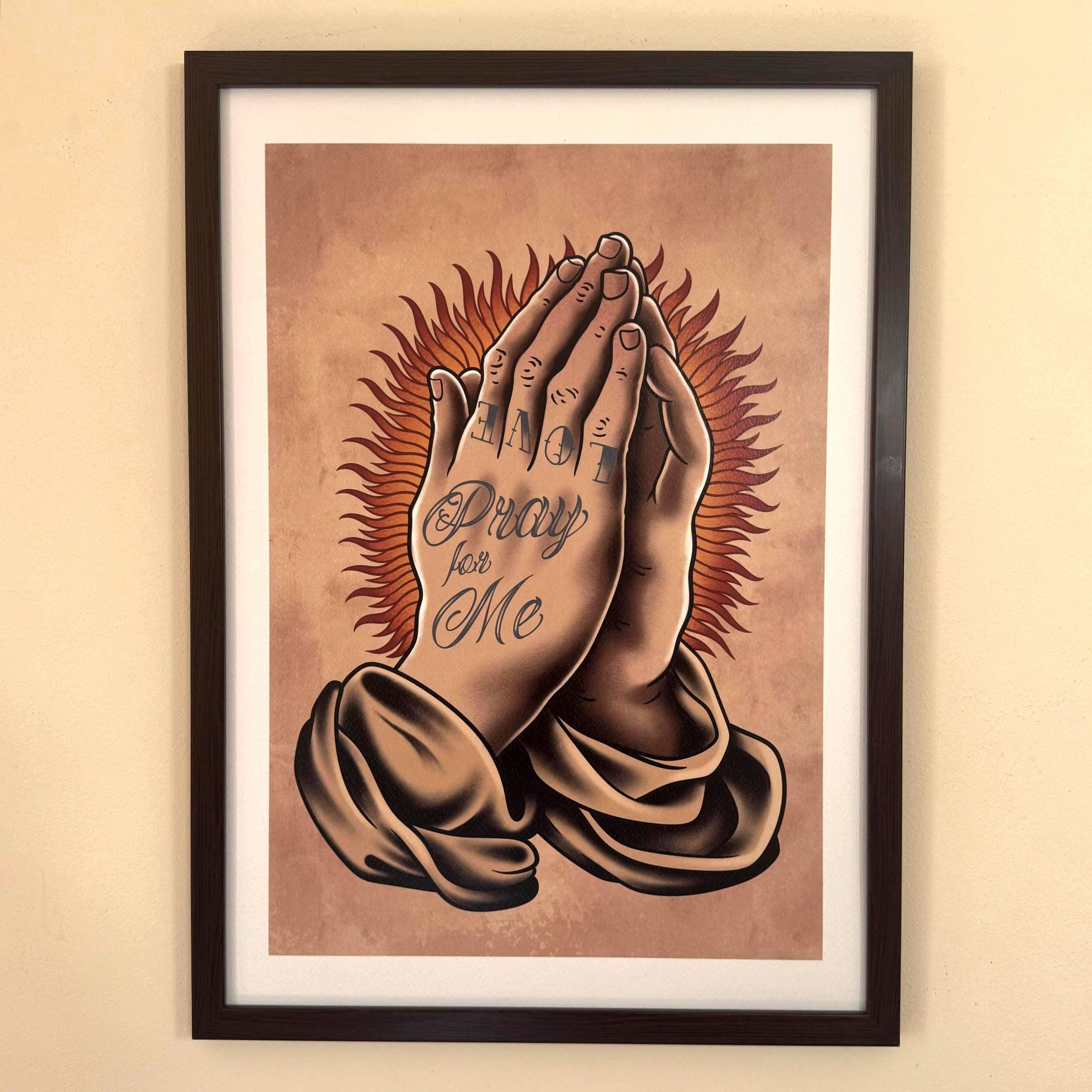 【美品】TATTOO FLASH POSTER Praying Hands il_fullxfull.6461035692_nxwk.jpg