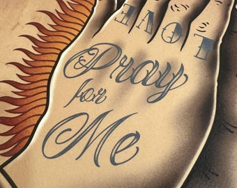 TATTOO FLASH POSTER【 Praying Hands 】 fposter,small,wall_texture,