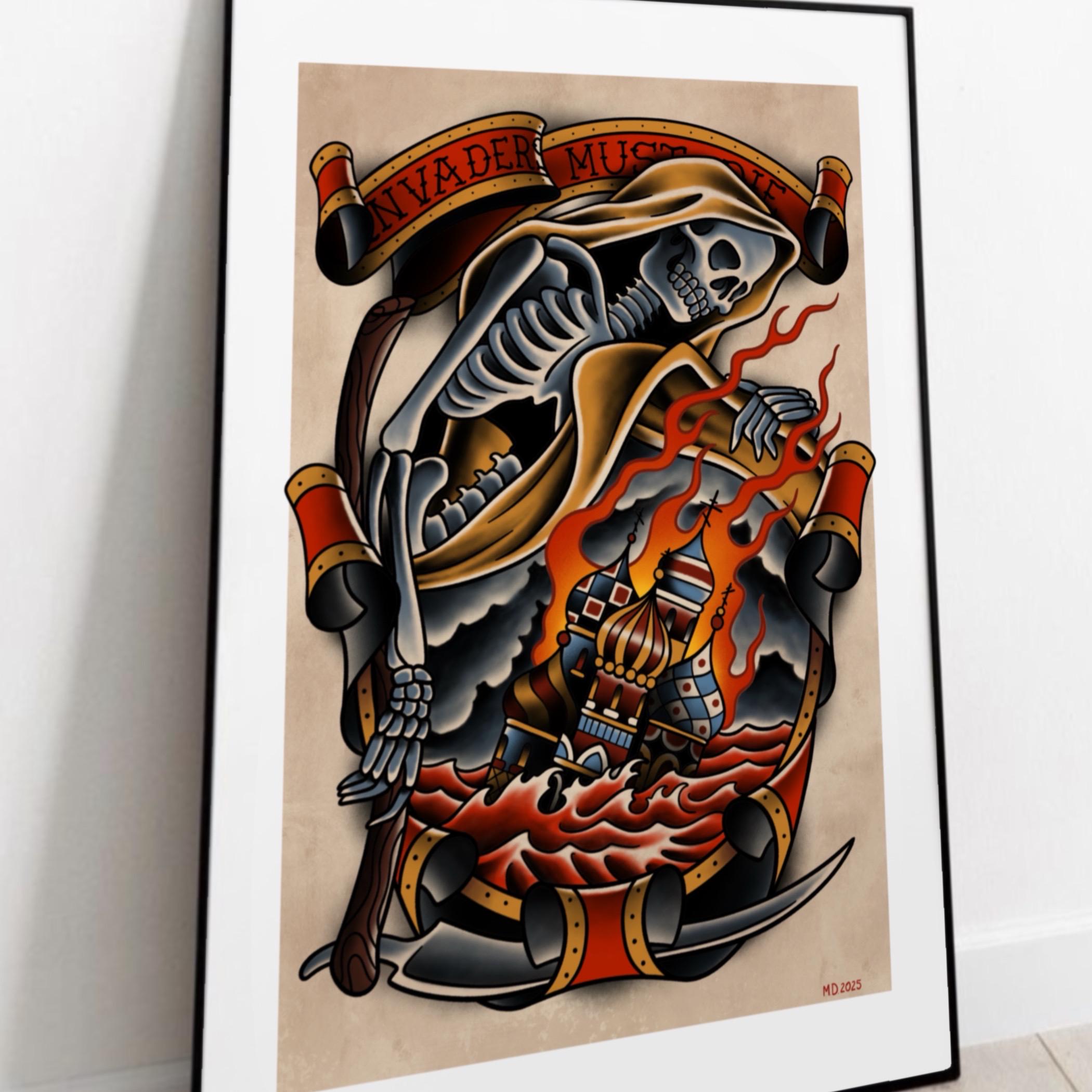 カーリー神 タトゥーフラッシュ アートパネル　ウッドウォールアート tattoo il_fullxfull.7188952605_nhur.jpg