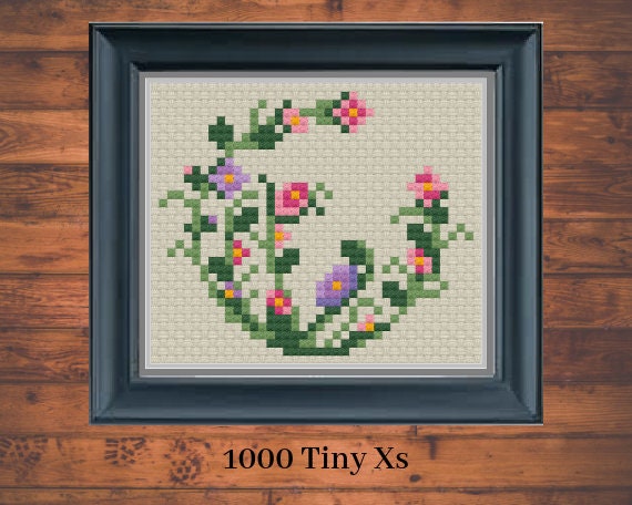 PATTERN | Floral Crescent Small Cross Stitch - Etsy PATTERN | Floral Crescent Small Cross Stitch - Etsy