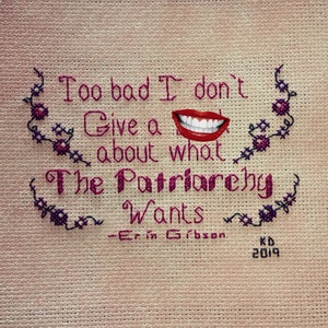 PATTERN | Too Bad IDGAF Feminist Cross Stitch