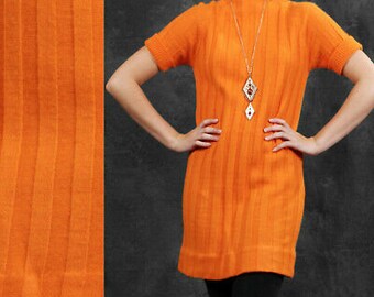 orange turtleneck sweater dress
