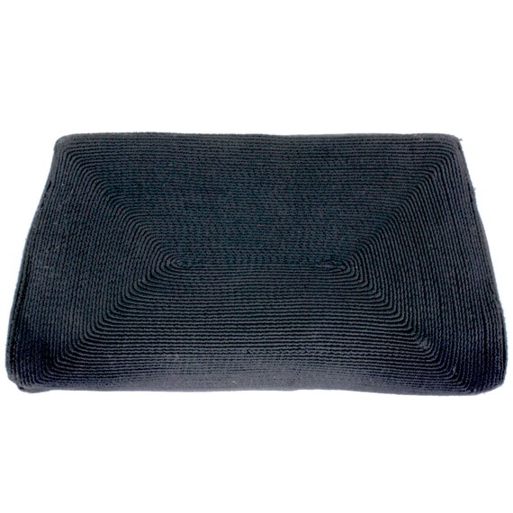 Vintage 1940s Black Rayon Corde Clutch Evening Ba… - image 3