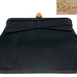 Vintage 30s/40s Black Clutch Evening Bag Purse Pin Up Wwii by