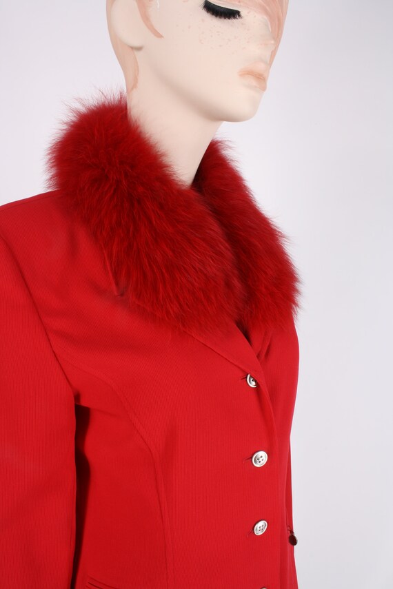 M Vintage Y2K Dyed Red Fox Fur Fitted Valentines … - image 5
