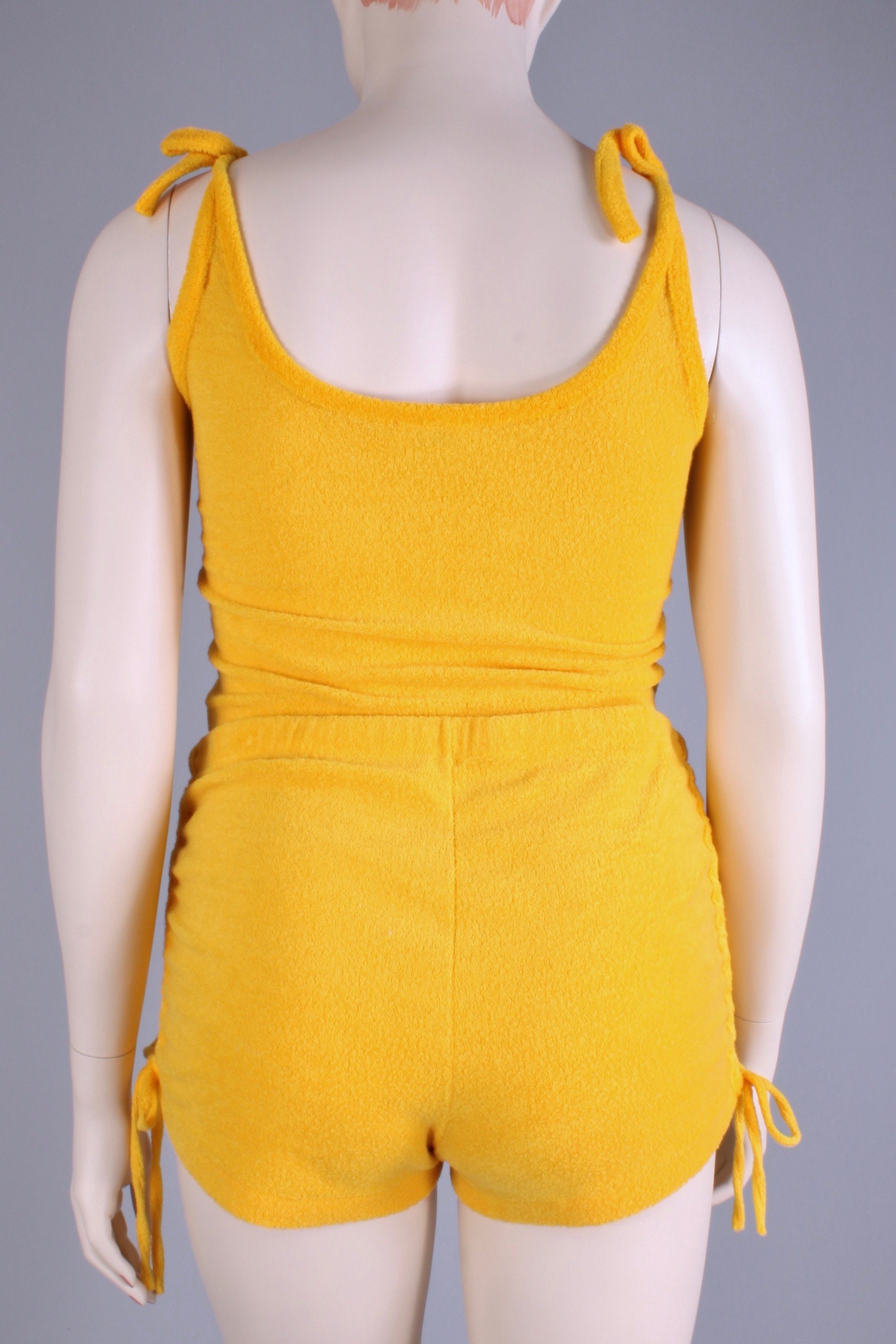 L XL Vintage 1970s K Mart Yellow Terry Cloth Beach Shorts Crop | Etsy