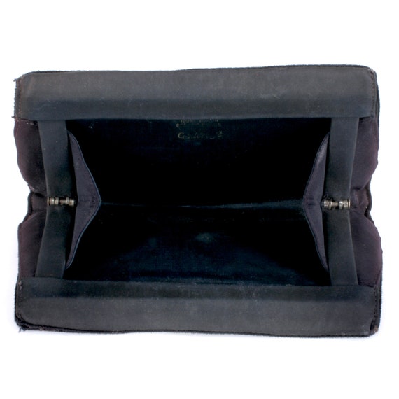 Vintage 1940s Black Rayon Corde Clutch Evening Ba… - image 6