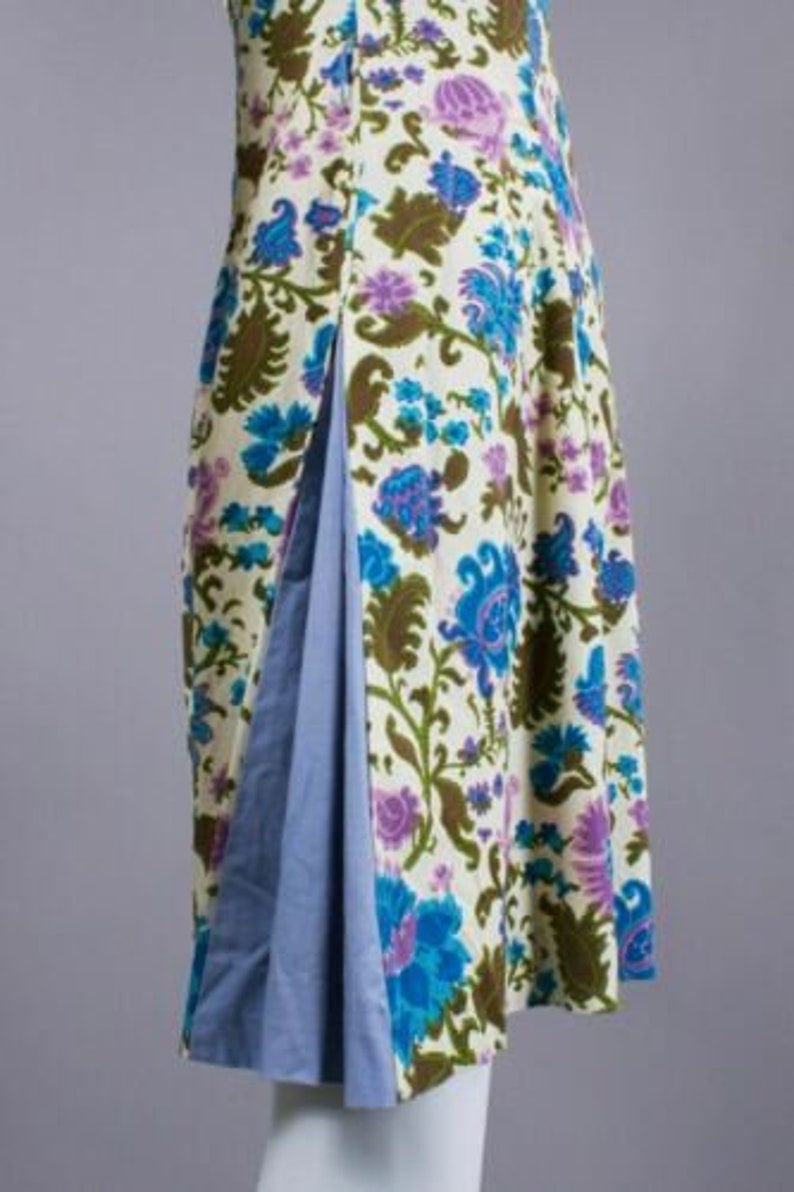 SM Vintage 1960s Martha Moore Floral Psychedelic Mod Mini Dress Sleeveless 60s