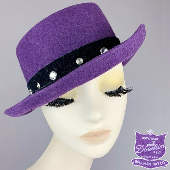 Vintage Bollman Hat Co. Purple Pork Pie Silver Stu