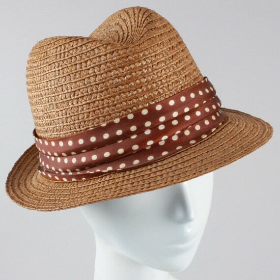 7 1/8 Vintage 40s 50s Brown Straw Stingy Brim Pork