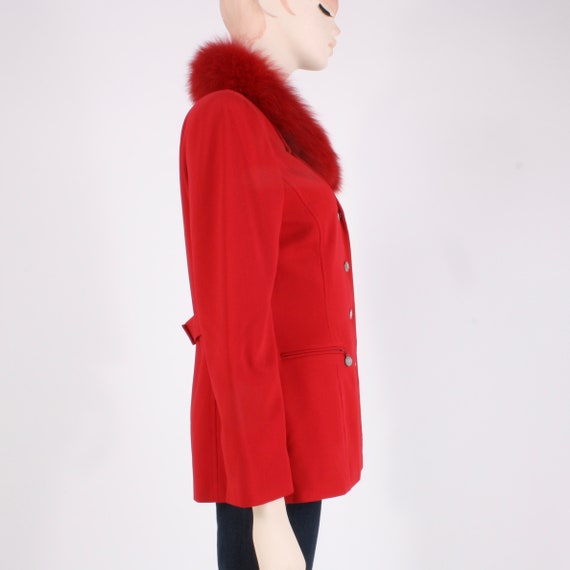 M Vintage Y2K Dyed Red Fox Fur Fitted Valentines … - image 3