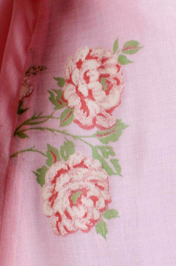 S/M Vintage 1970s Pink Rose Cottagecore Floral Pr… - image 8