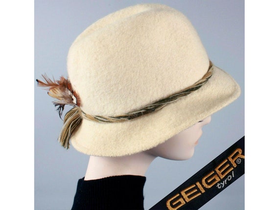 Vintage 1970s GEIGER Ivory Austrian Fedora Hat Woo