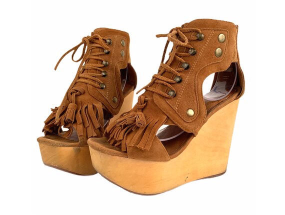 7 Jeffrey Campbell FOXY-WOOD Chunky T-Strap Platfo