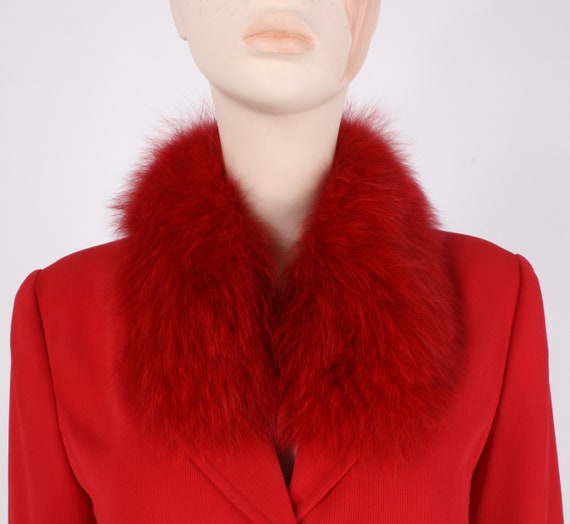 M Vintage Y2K Dyed Red Fox Fur Fitted Valentines … - image 6
