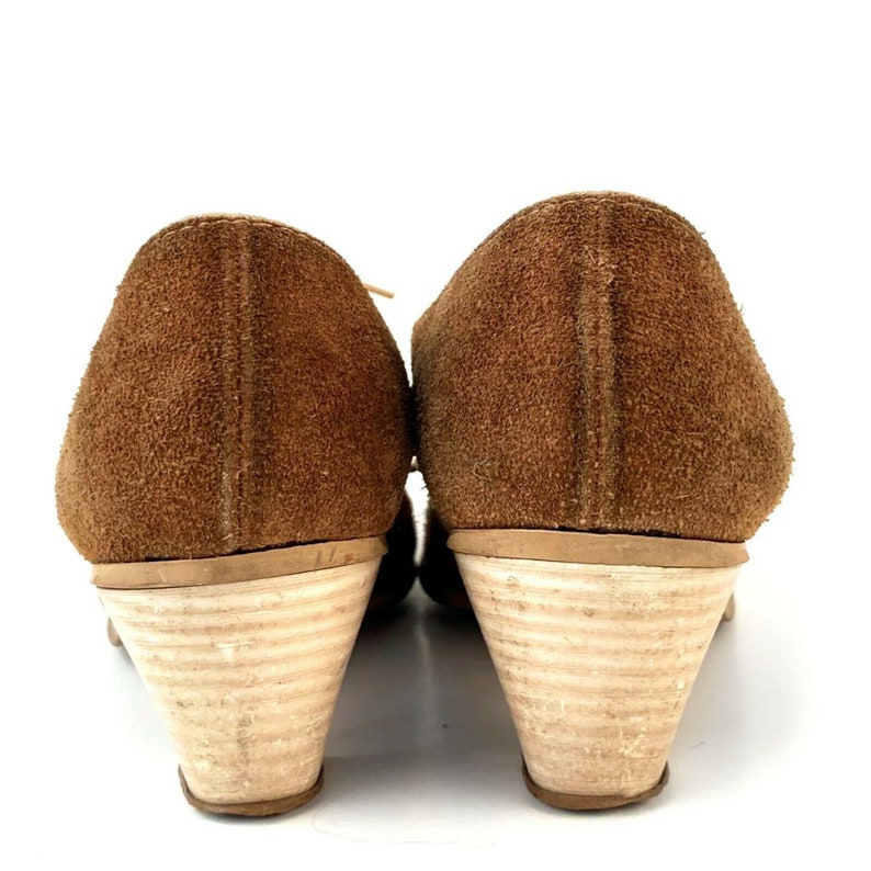 8.5 Vintage 1940s Brown Cream Suede Cuban Heel Oxford | Etsy