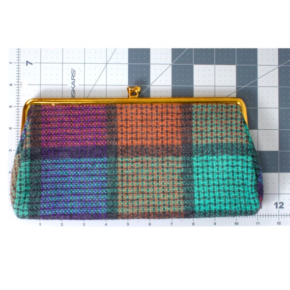 Vintage 1950s Colorful Plaid Wool Knit Clutch Eve… - image 6