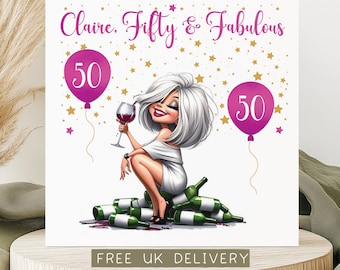 50-årskort till henne | Personlig handgjord design med foliefinish - Fri leverans i Storbritannien