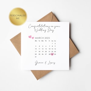 Calendario personalizzato per matrimonio, biglietto d'auguri, biglietto per il giorno per sempre, calendario per matrimonio, calendario per anniversario, fidanzamento, ricordo di matrimonio