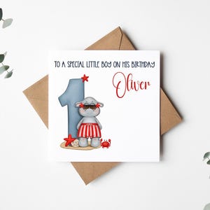 Carte d'anniversaire garçon 1-5 ans | Design mignon et amusant pour les enfants | Célébrez avec des voeux d'anniversaire colorés | Carte sur le thème de la mer pour garçons