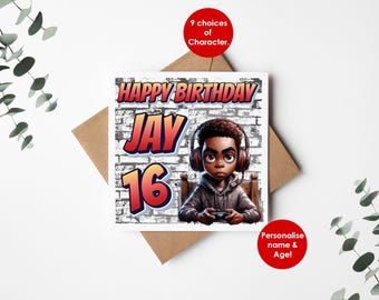 Carte d'anniversaire de gamer personnalisée pour garçon - Personnalisable, amusante et design unique pour les enfants - Parfaite pour les anniversaires de gamer