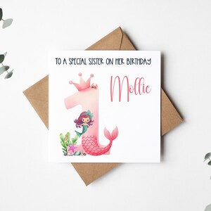 carte d'anniversaire de sirène pour filles | Carte de célébration magique pour les tout-petits et les enfants pour les 1 à 5 ans, design mignon de sirène