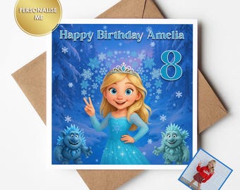 Personalised Animated Princess Style Birthday & Greeting Cards from Your Own Photo | Great Gift for Any  Birthday, Cartoon birthday card.