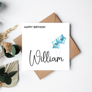 Biglietto di auguri per compleanno con palloncino per qualsiasi età - Biglietto di auguri personalizzato con tipografia per amica, mamma, nonna e altro - Regalo perfetto per festeggiamenti da 1 a 100